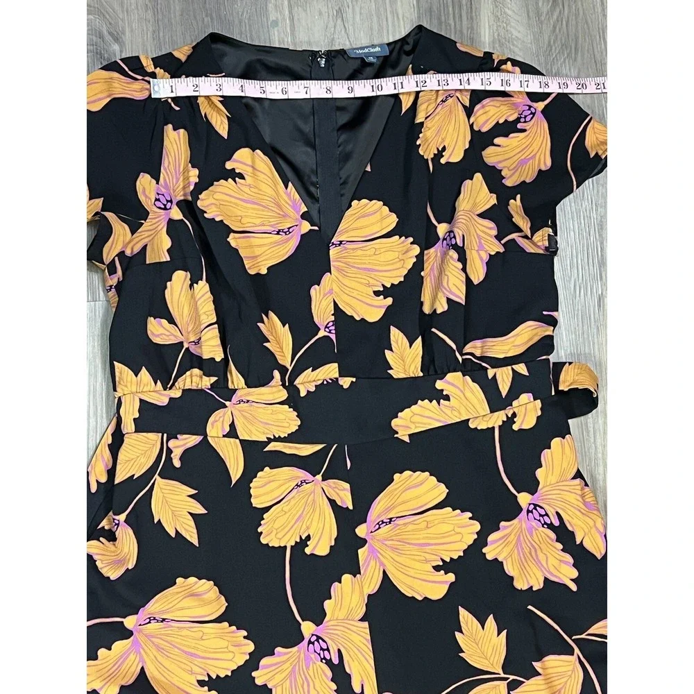 ModCloth Jumpsuit Women Plus 1x Black Floral Wide Leg‎ Orange Pink Spring Casual